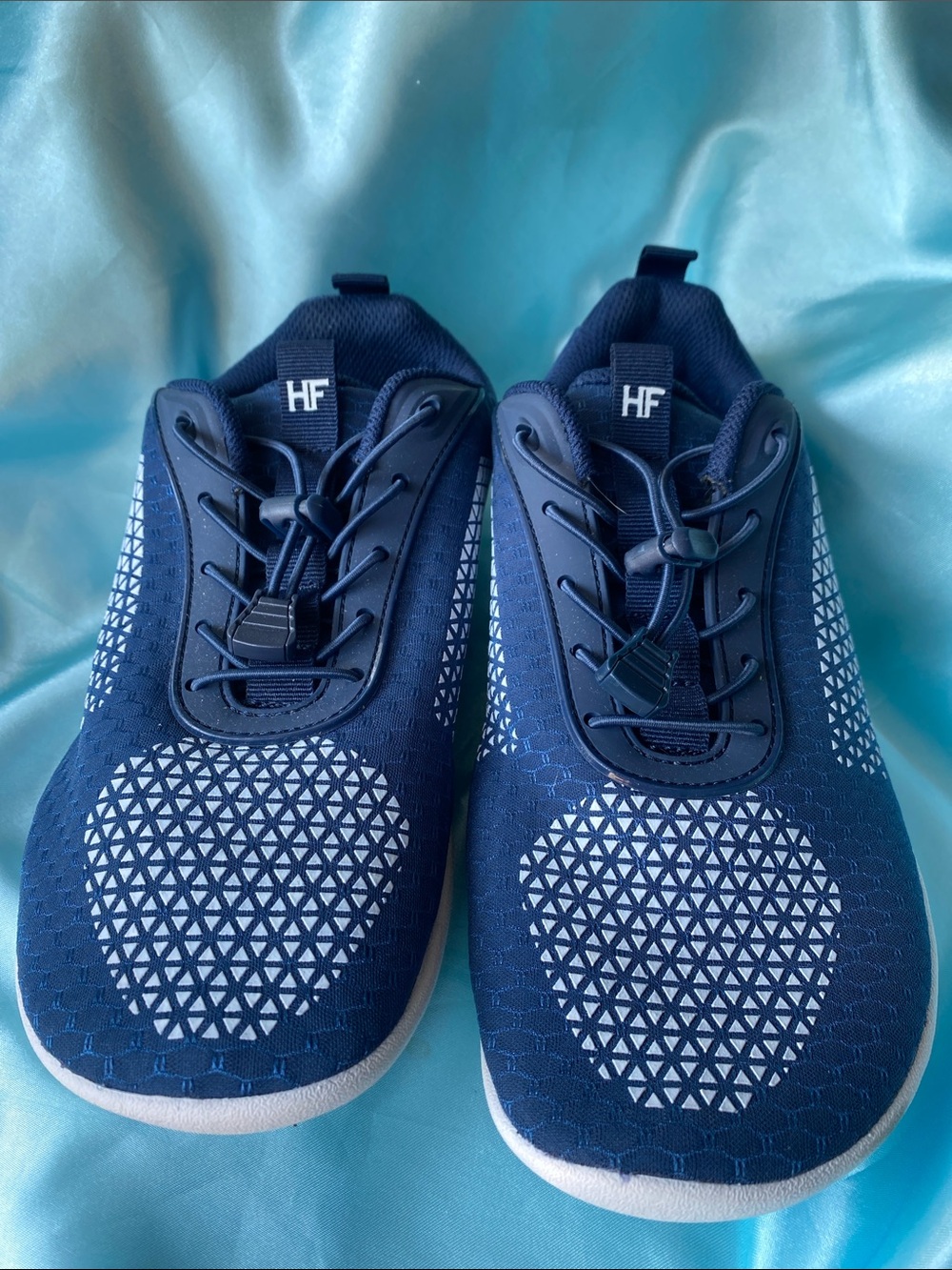 HF Hike Footwear Minimalist Navy Sneakers Shoes with White Geometric Pattern